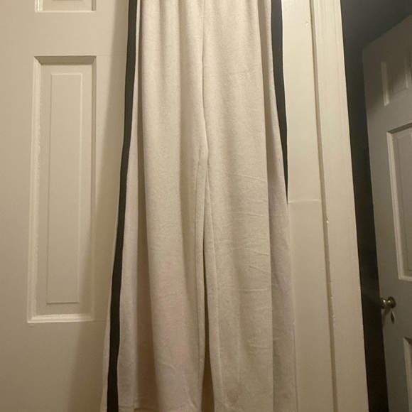 Chic Beige and Black Women's Pantsuit real black embellishment on top. - Picture 4 of 6